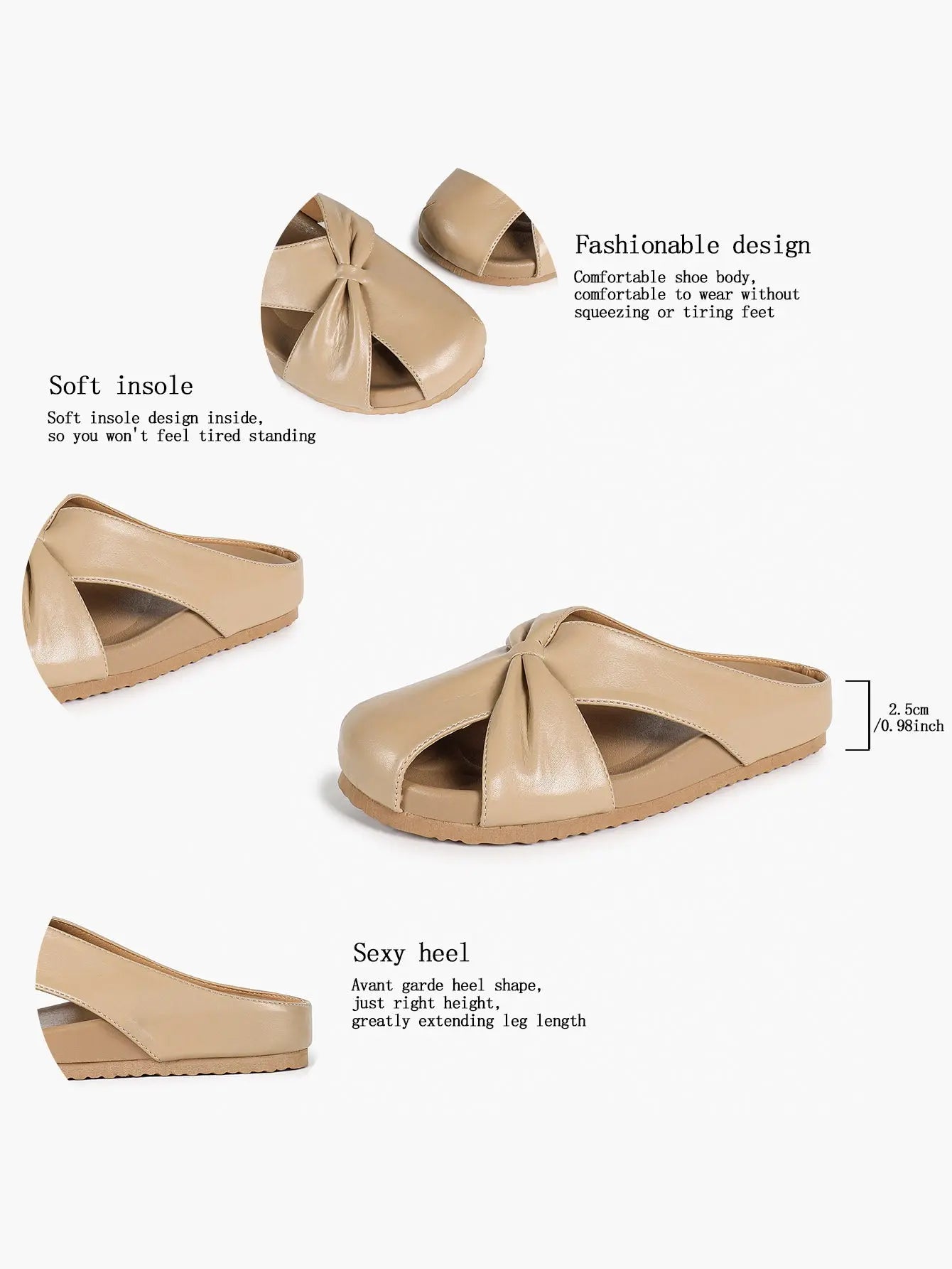 White Crossover Knot Slide Sandals – Women's Open Toe Flat Mule with Cushioned Footbed YISHIFAN