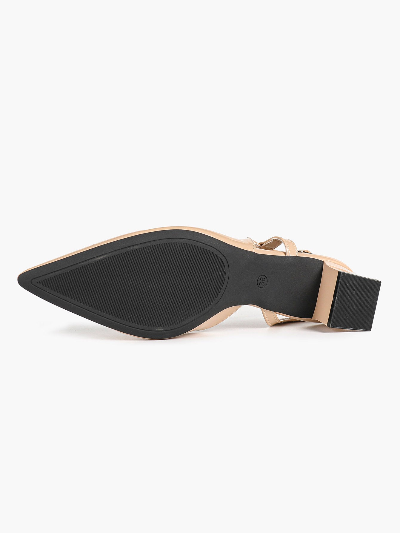 Nude Patent Slingback Heels with Pointed Toe and Comfortable Block Heel
