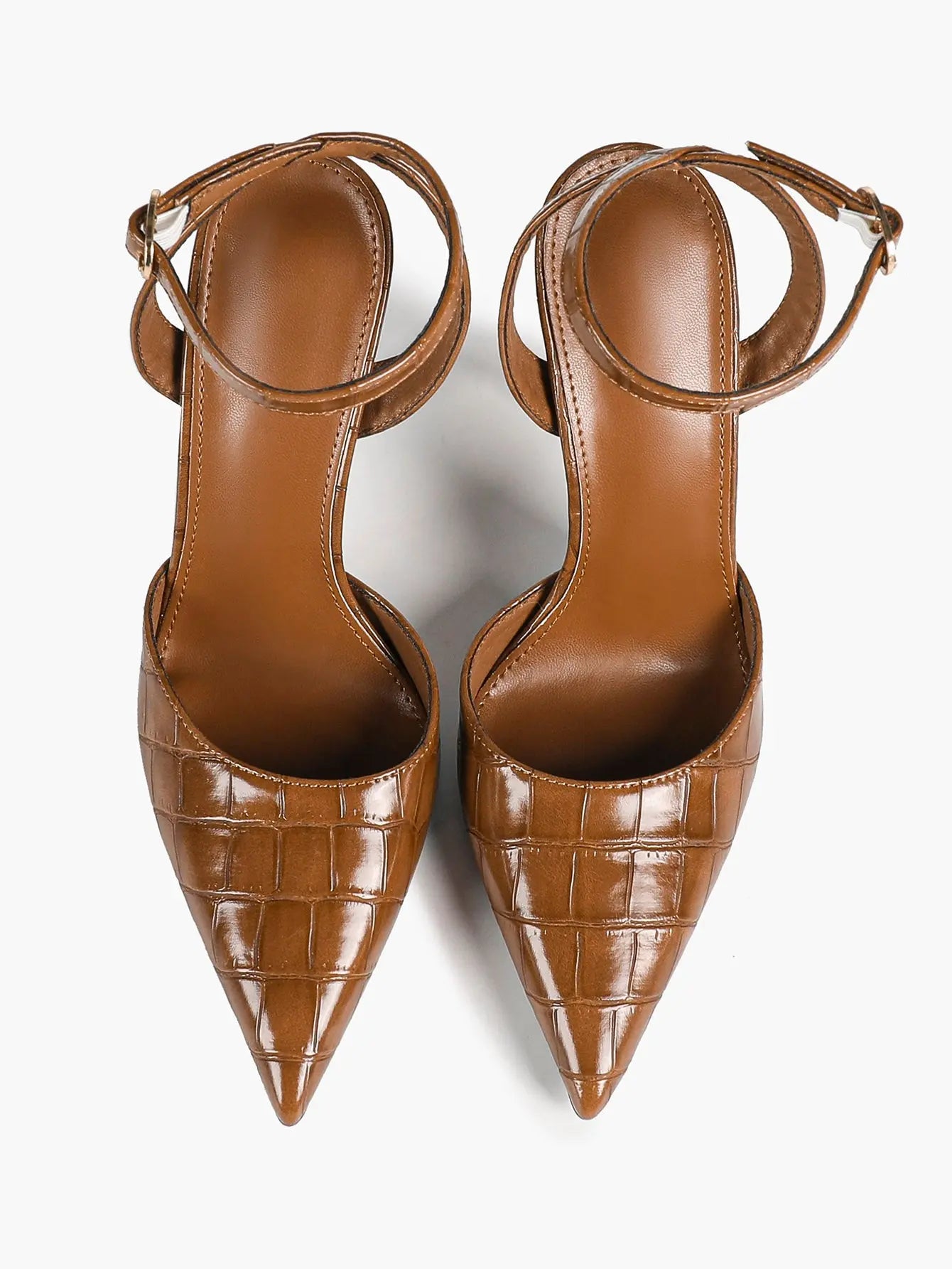 Women's Leather 4.13 INCH High-Heel Stiletto Pointed Toe Slingback Stiletto Heels for Elegant Scene YISHIFAN