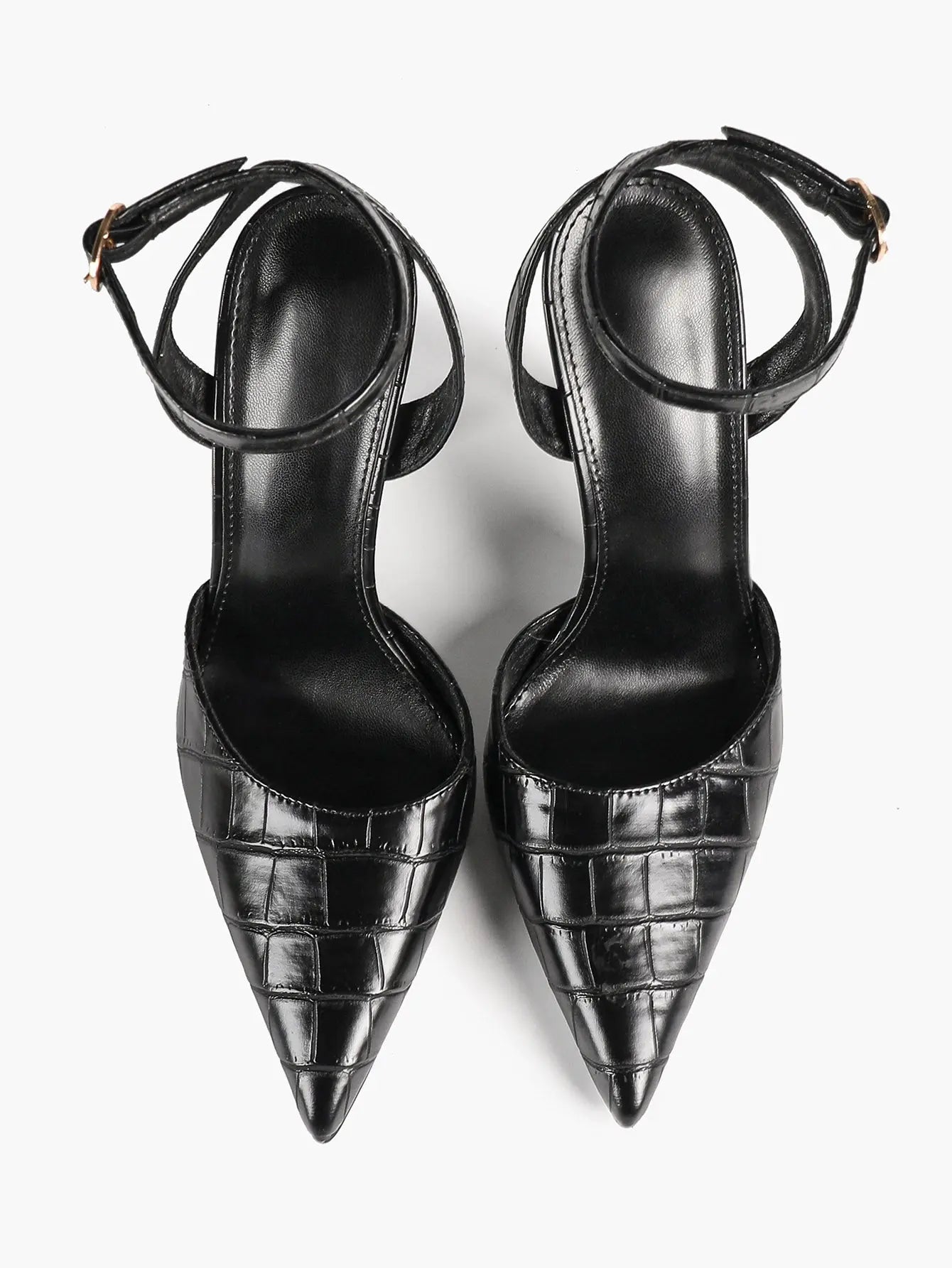 Women's Leather 4.13 INCH High-Heel Stiletto Pointed Toe Slingback Stiletto Heels for Elegant Scene YISHIFAN