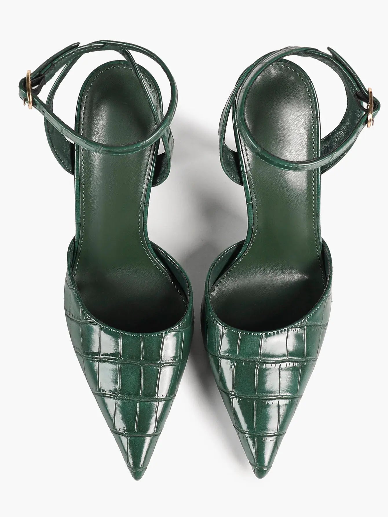 Women's Leather 4.13 INCH High-Heel Stiletto Pointed Toe Slingback Stiletto Heels for Elegant Scene YISHIFAN