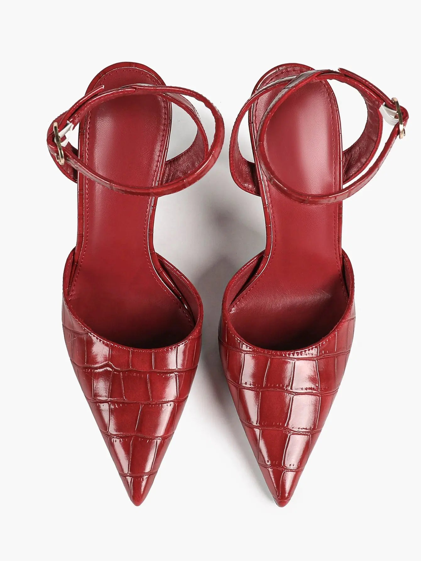 Women's Leather 4.13 INCH High-Heel Stiletto Pointed Toe Slingback Stiletto Heels for Elegant Scene YISHIFAN