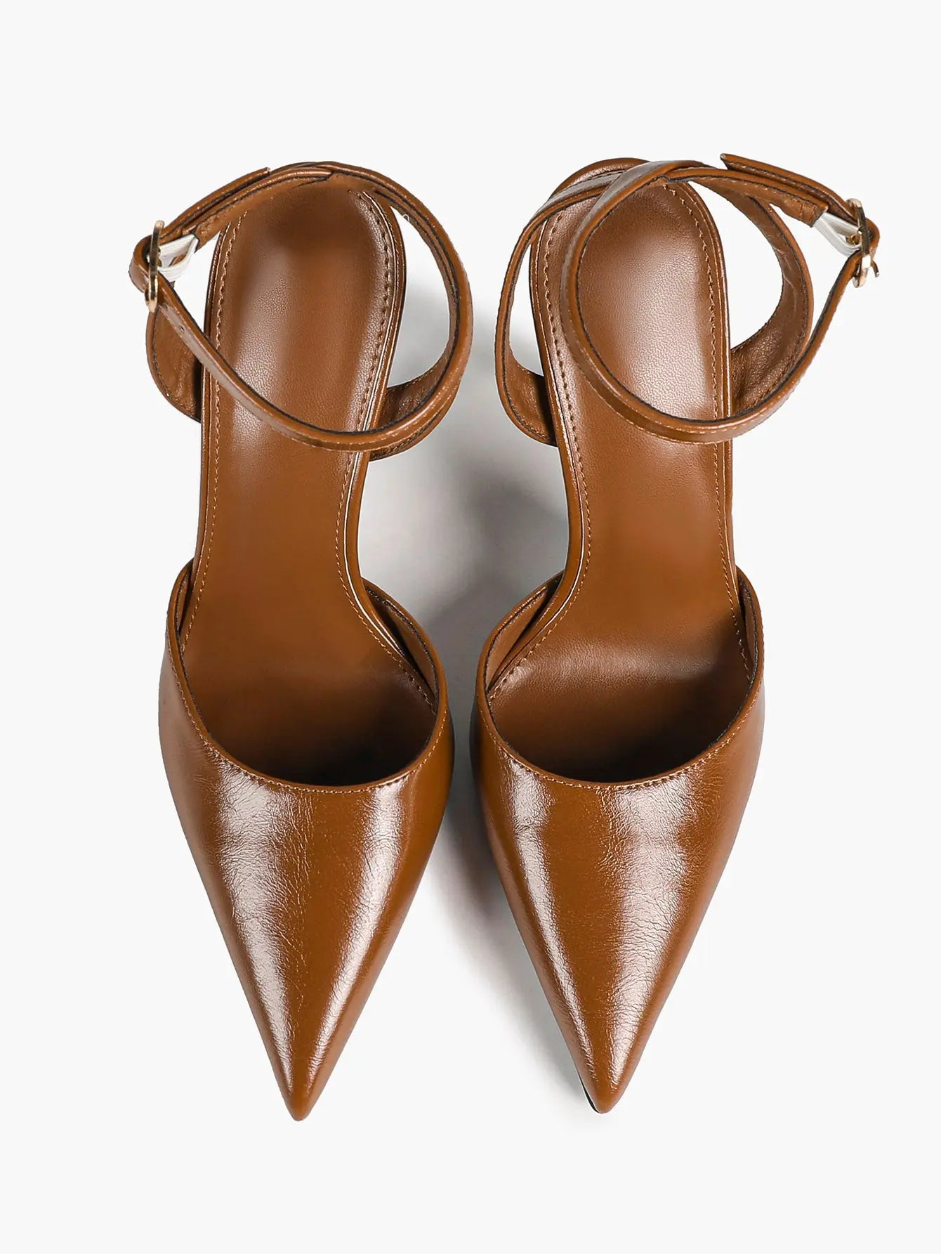 Women's Leather 4.13 INCH High-Heel Stiletto Pointed Toe Slingback Stiletto Heels for Elegant Scene YISHIFAN