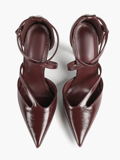 Women's Pointed Toe Stiletto High Heels Glossy Patent Leather Dress Shoes for Party Wedding Office YISHIFAN