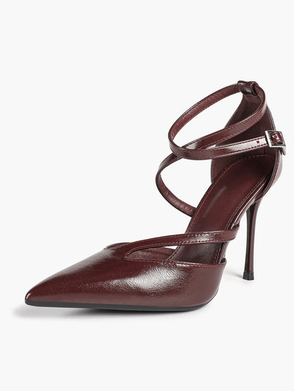 Women's Pointed Toe Stiletto High Heels Glossy Patent Leather Dress Shoes for Party Wedding Office YISHIFAN