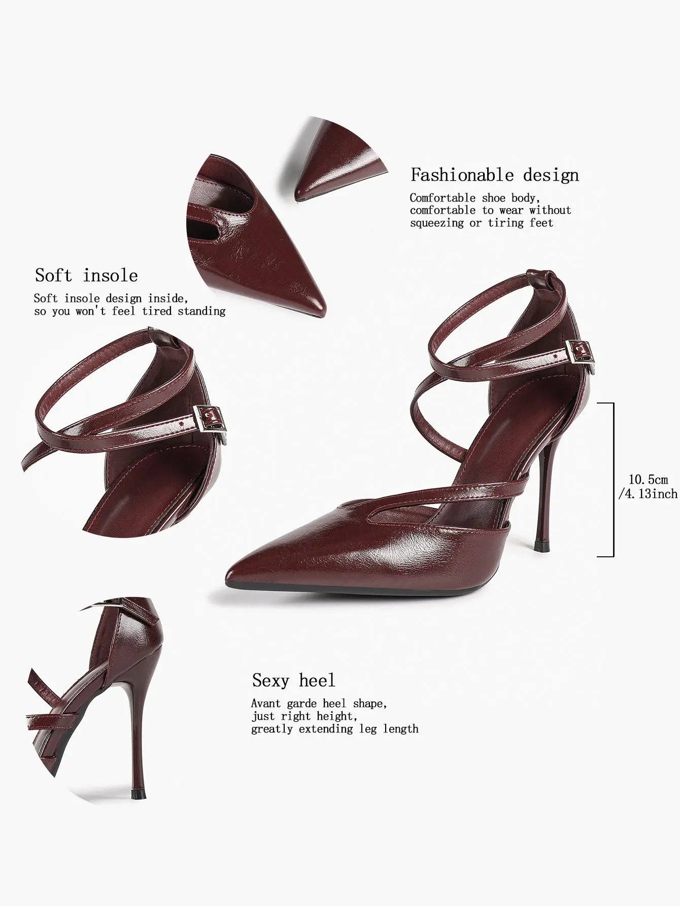 Women's Pointed Toe Stiletto High Heels Glossy Patent Leather Dress Shoes for Party Wedding Office YISHIFAN