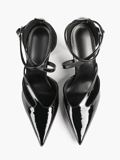Women's Pointed Toe Stiletto High Heels Glossy Patent Leather Dress Shoes for Party Wedding Office YISHIFAN