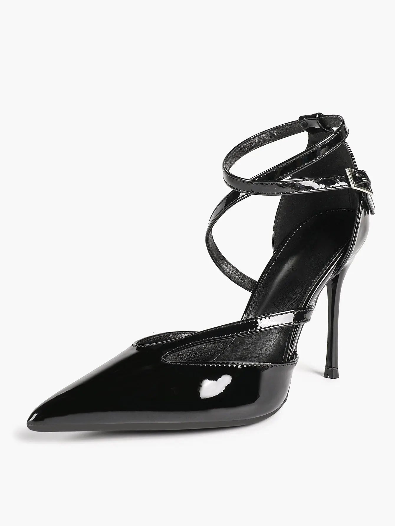 Women's Pointed Toe Stiletto High Heels Glossy Patent Leather Dress Shoes for Party Wedding Office YISHIFAN