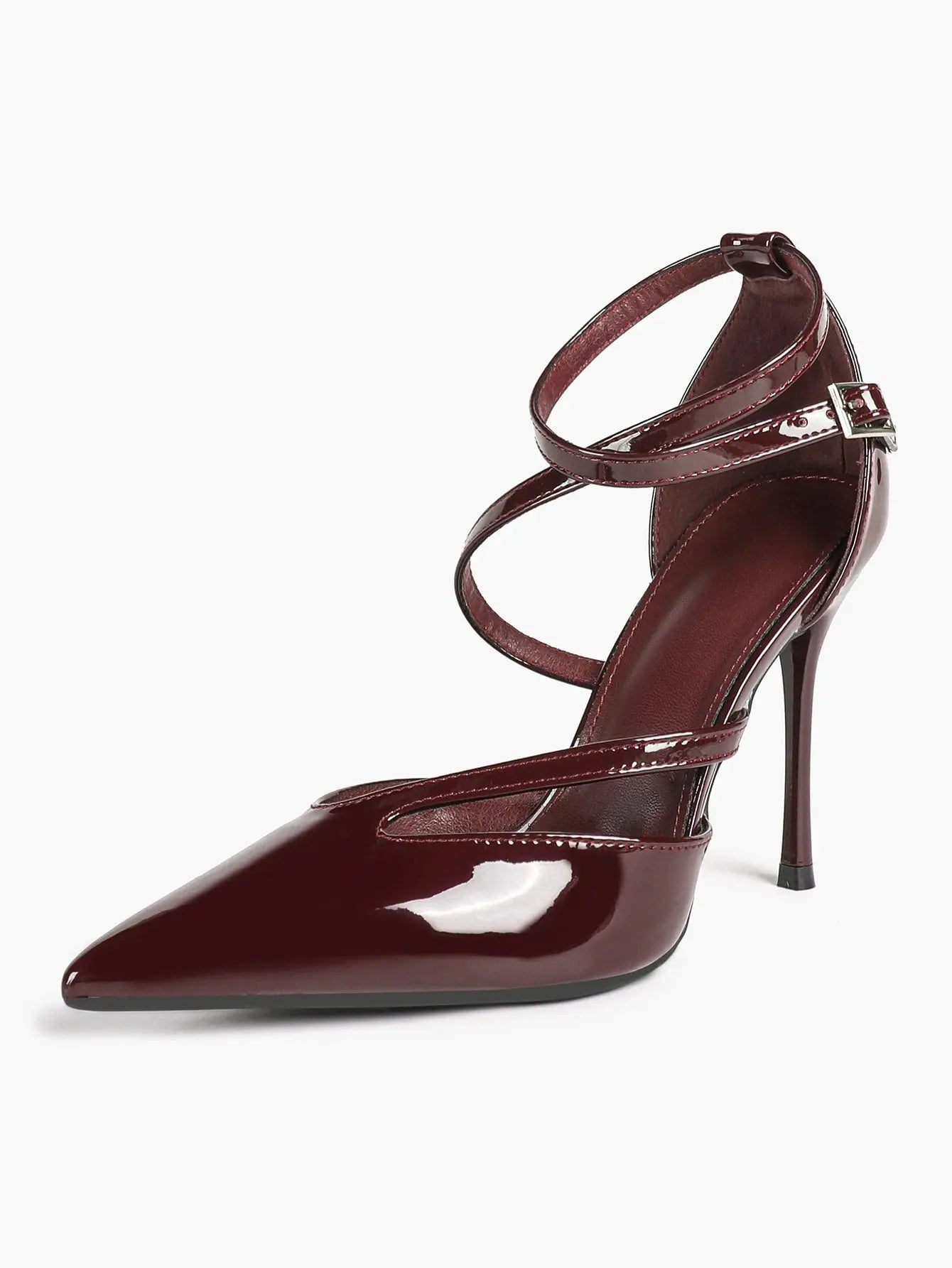 Women's Pointed Toe Stiletto High Heels Glossy Patent Leather Dress Shoes for Party Wedding Office YISHIFAN