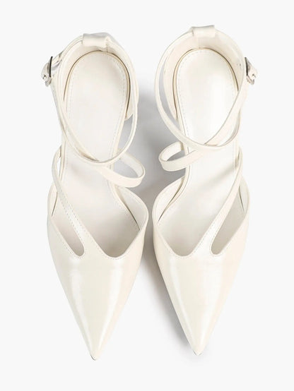 Women's Pointed Toe Stiletto High Heels Glossy Patent Leather Dress Shoes for Party Wedding Office YISHIFAN
