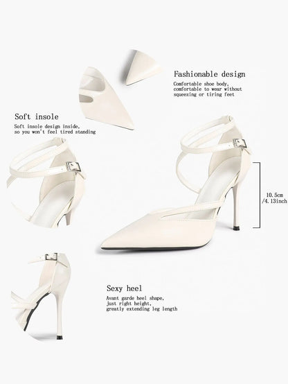 Women's Pointed Toe Stiletto High Heels Glossy Patent Leather Dress Shoes for Party Wedding Office YISHIFAN