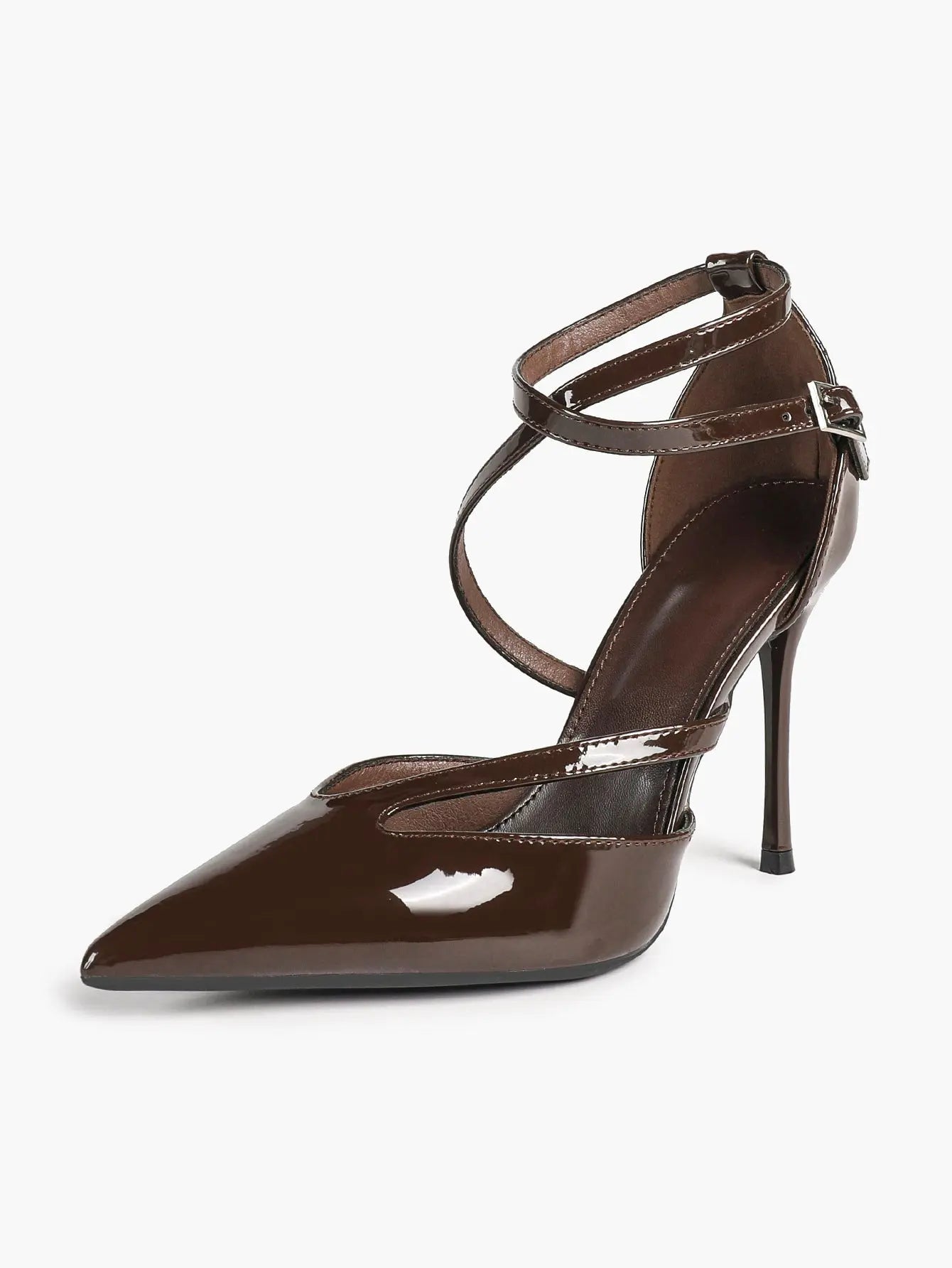 Women's Pointed Toe Stiletto High Heels Glossy Patent Leather Dress Shoes for Party Wedding Office YISHIFAN