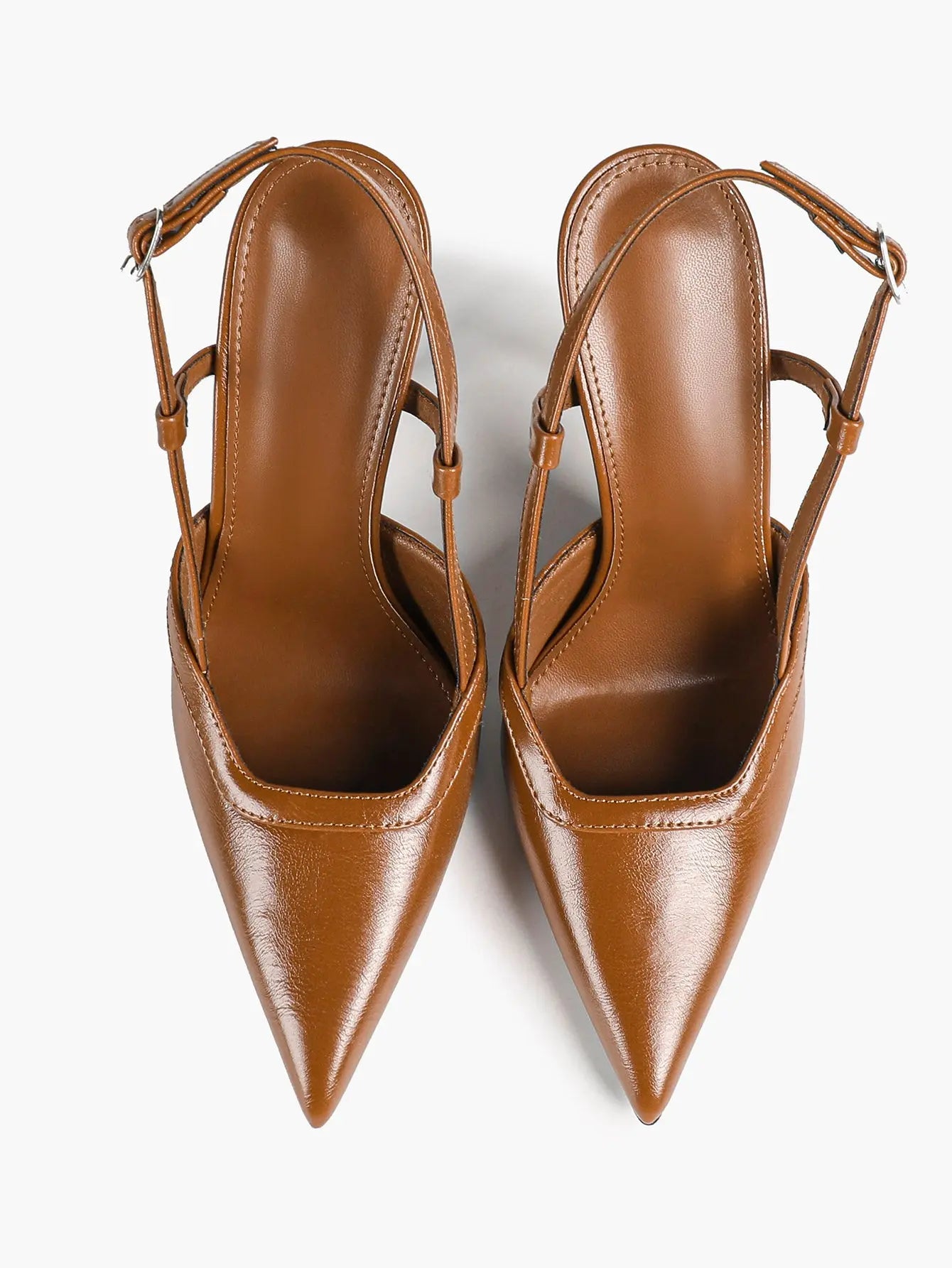 Women's Patent Leather Pointed-Toe Slingback Stiletto Heels with Adjustable Ankle Buckle YISHIFAN