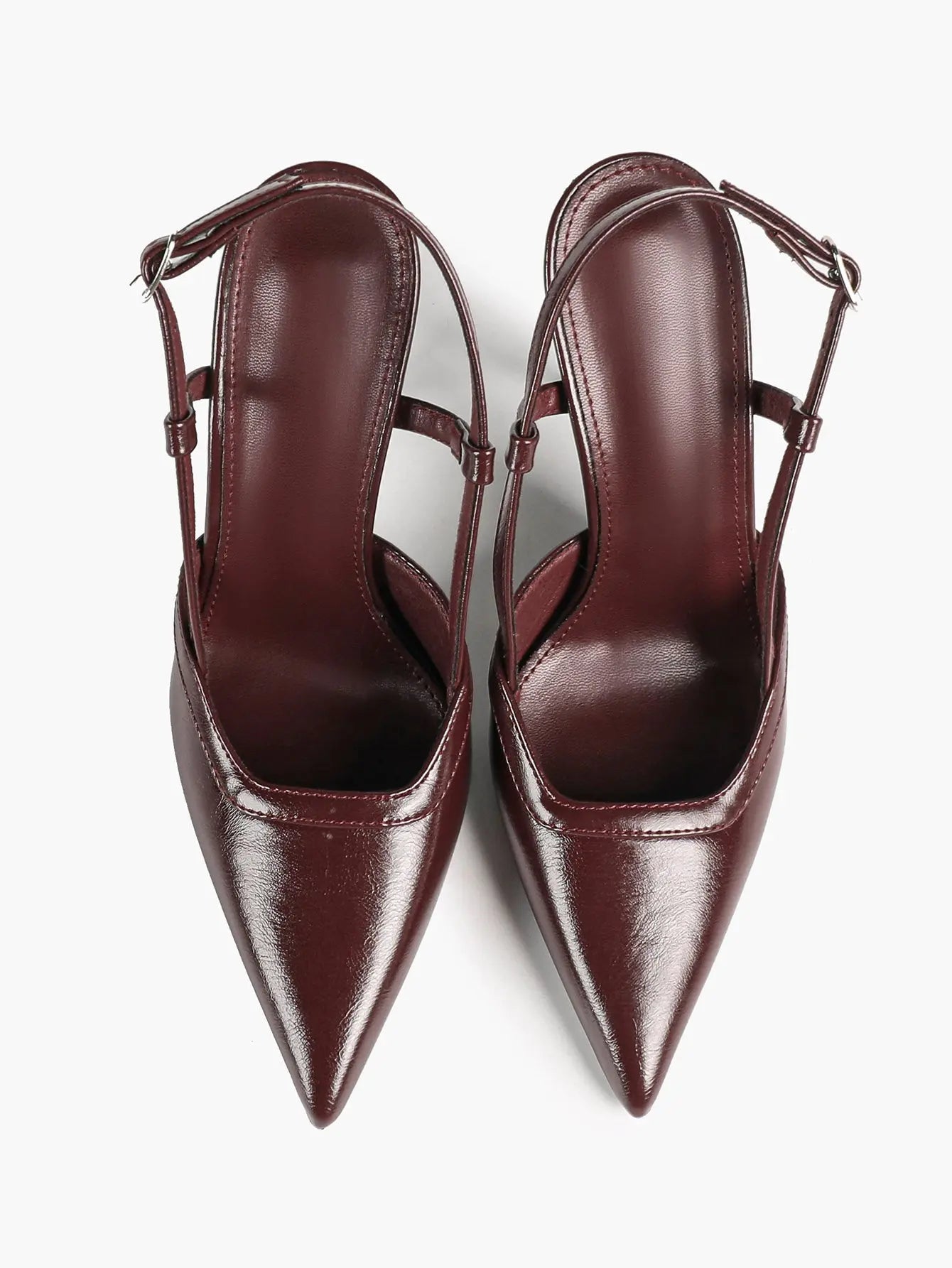 Women's Patent Leather Pointed-Toe Slingback Stiletto Heels with Adjustable Ankle Buckle YISHIFAN
