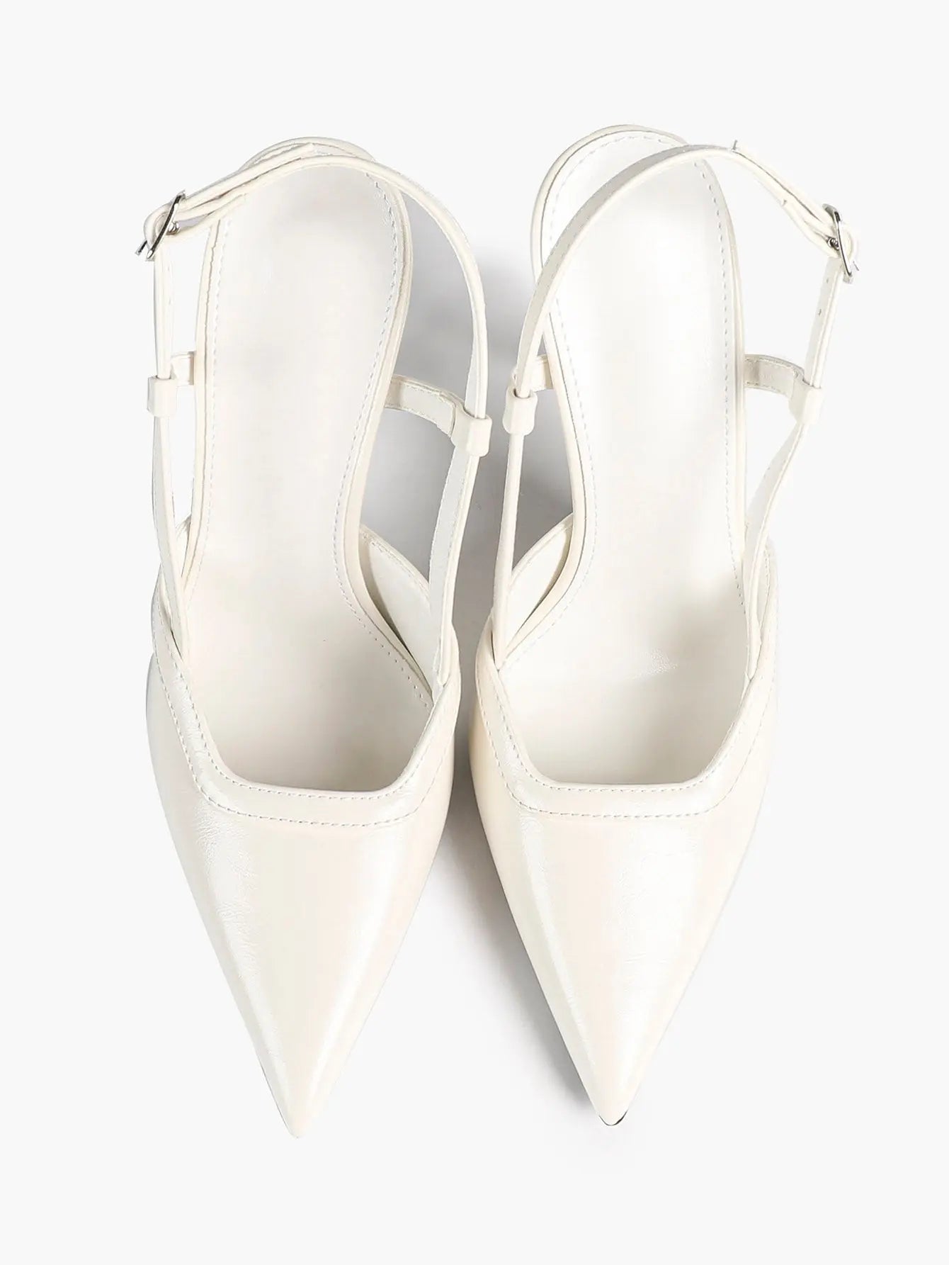 Women's Patent Leather Pointed-Toe Slingback Stiletto Heels with Adjustable Ankle Buckle YISHIFAN