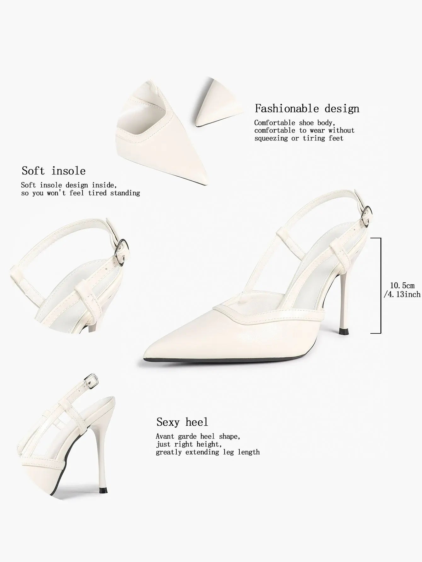 Women's Patent Leather Pointed-Toe Slingback Stiletto Heels with Adjustable Ankle Buckle YISHIFAN