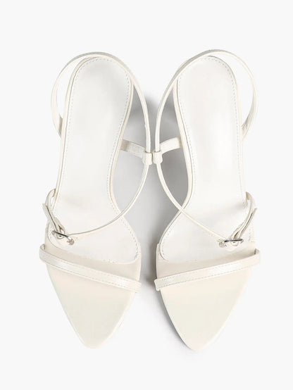 Luxe Pointed-Toe Strappy Slingback Stiletto Heels Minimalist Party Dress Sandals YISHIFAN