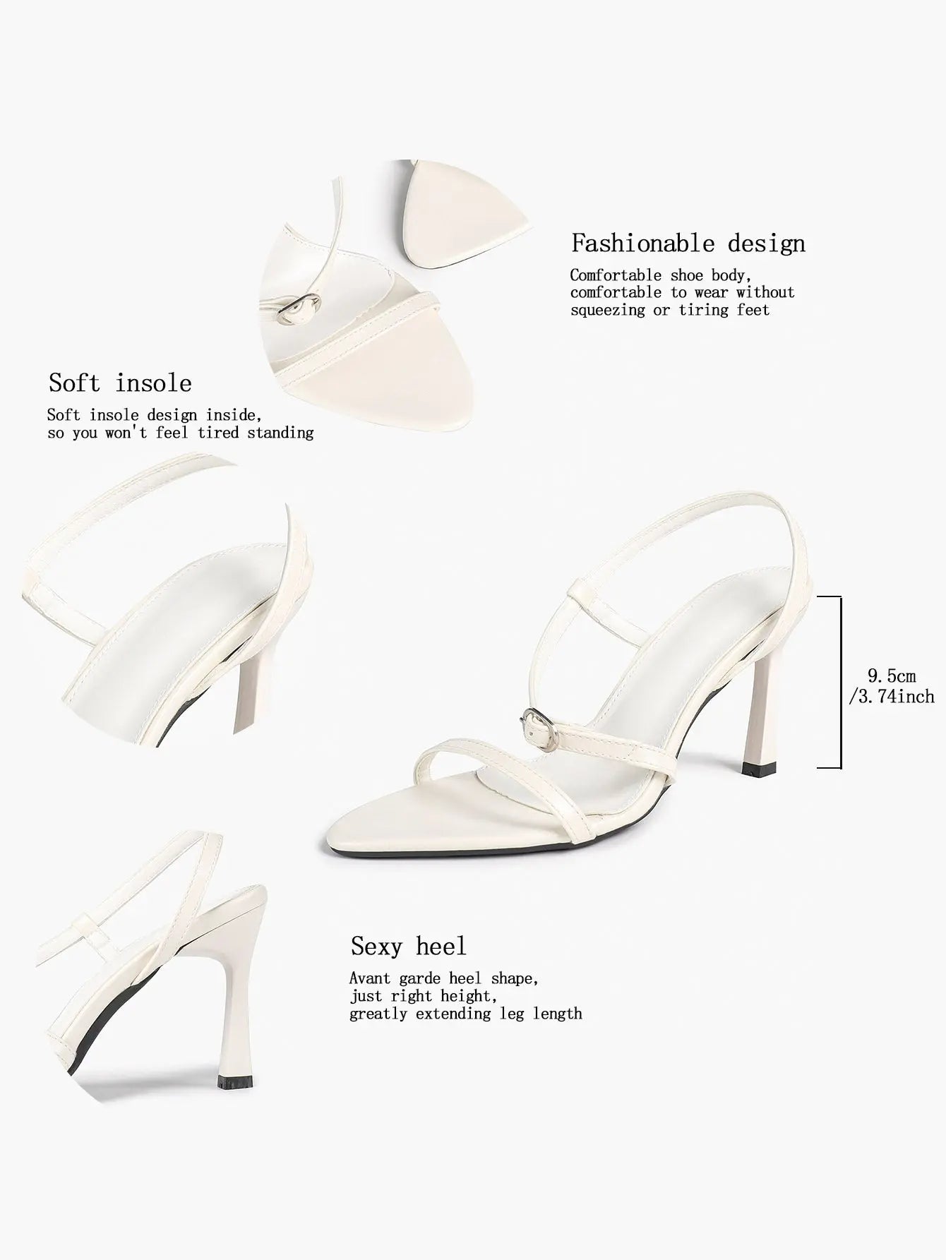 Luxe Pointed-Toe Strappy Slingback Stiletto Heels Minimalist Party Dress Sandals YISHIFAN
