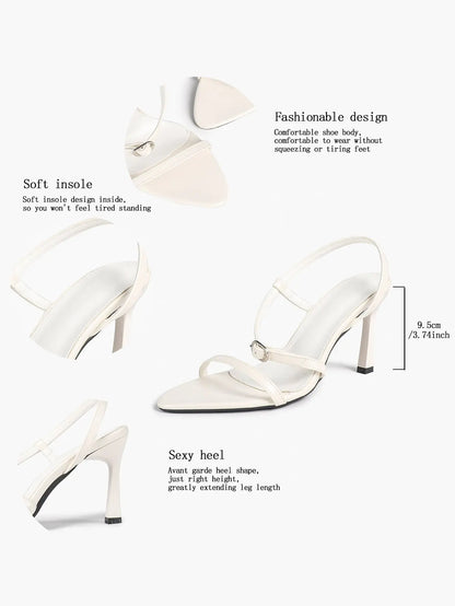 Luxe Pointed-Toe Strappy Slingback Stiletto Heels Minimalist Party Dress Sandals YISHIFAN