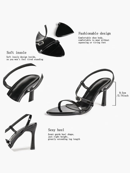 Luxe Pointed-Toe Strappy Slingback Stiletto Heels Minimalist Party Dress Sandals YISHIFAN