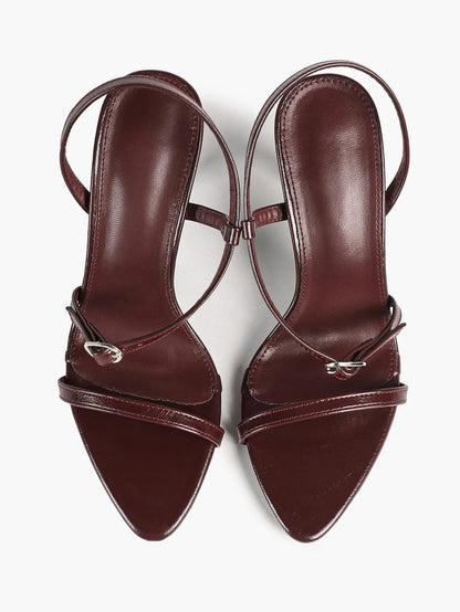 Luxe Pointed-Toe Strappy Slingback Stiletto Heels Minimalist Party Dress Sandals YISHIFAN