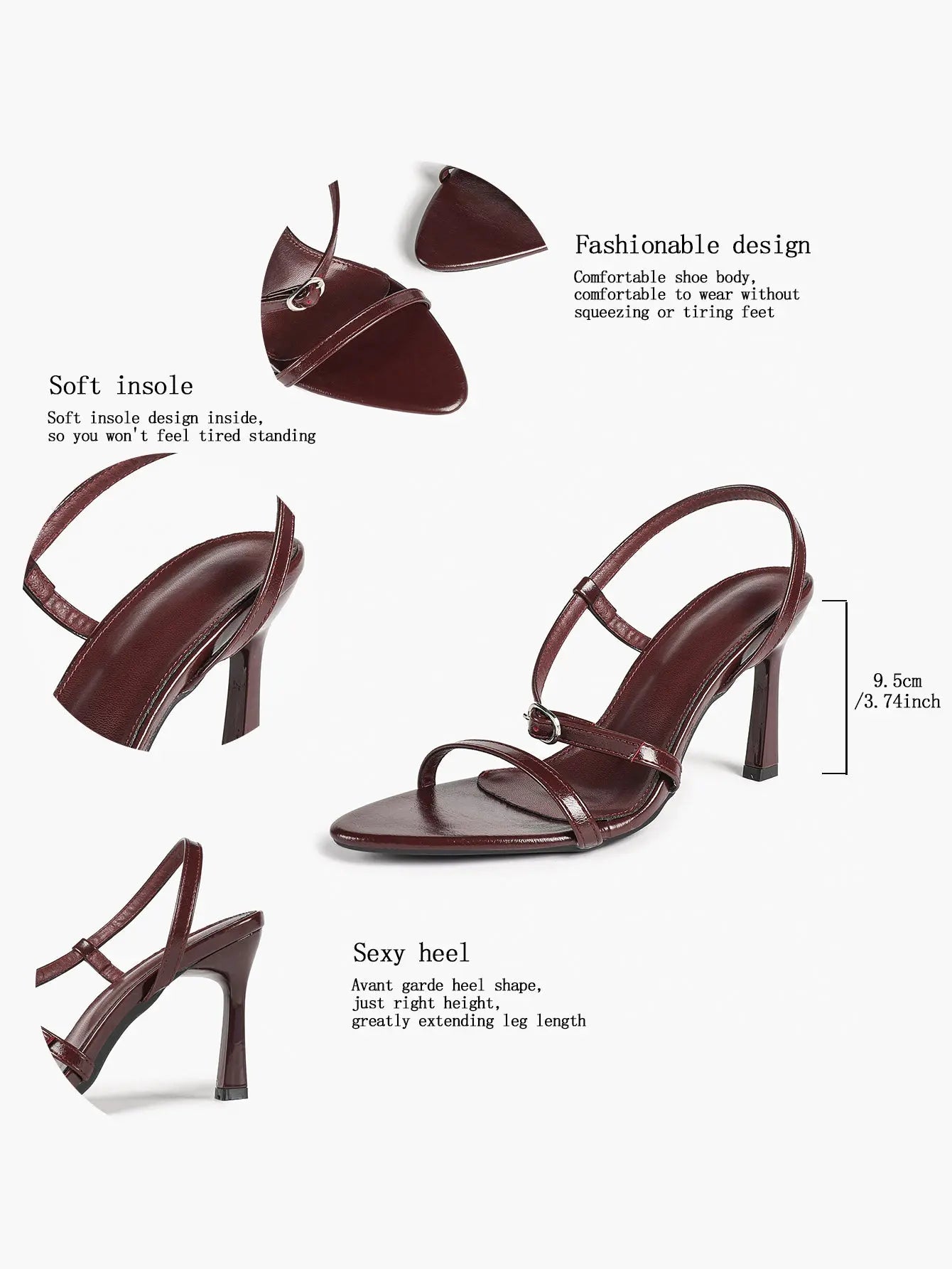 Luxe Pointed-Toe Strappy Slingback Stiletto Heels Minimalist Party Dress Sandals YISHIFAN