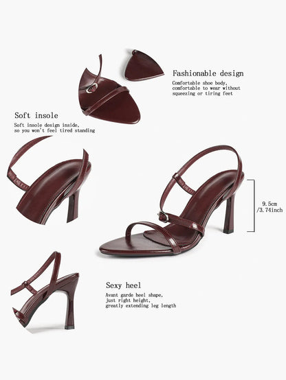 Luxe Pointed-Toe Strappy Slingback Stiletto Heels Minimalist Party Dress Sandals YISHIFAN