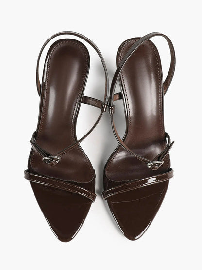 Luxe Pointed-Toe Strappy Slingback Stiletto Heels Minimalist Party Dress Sandals YISHIFAN