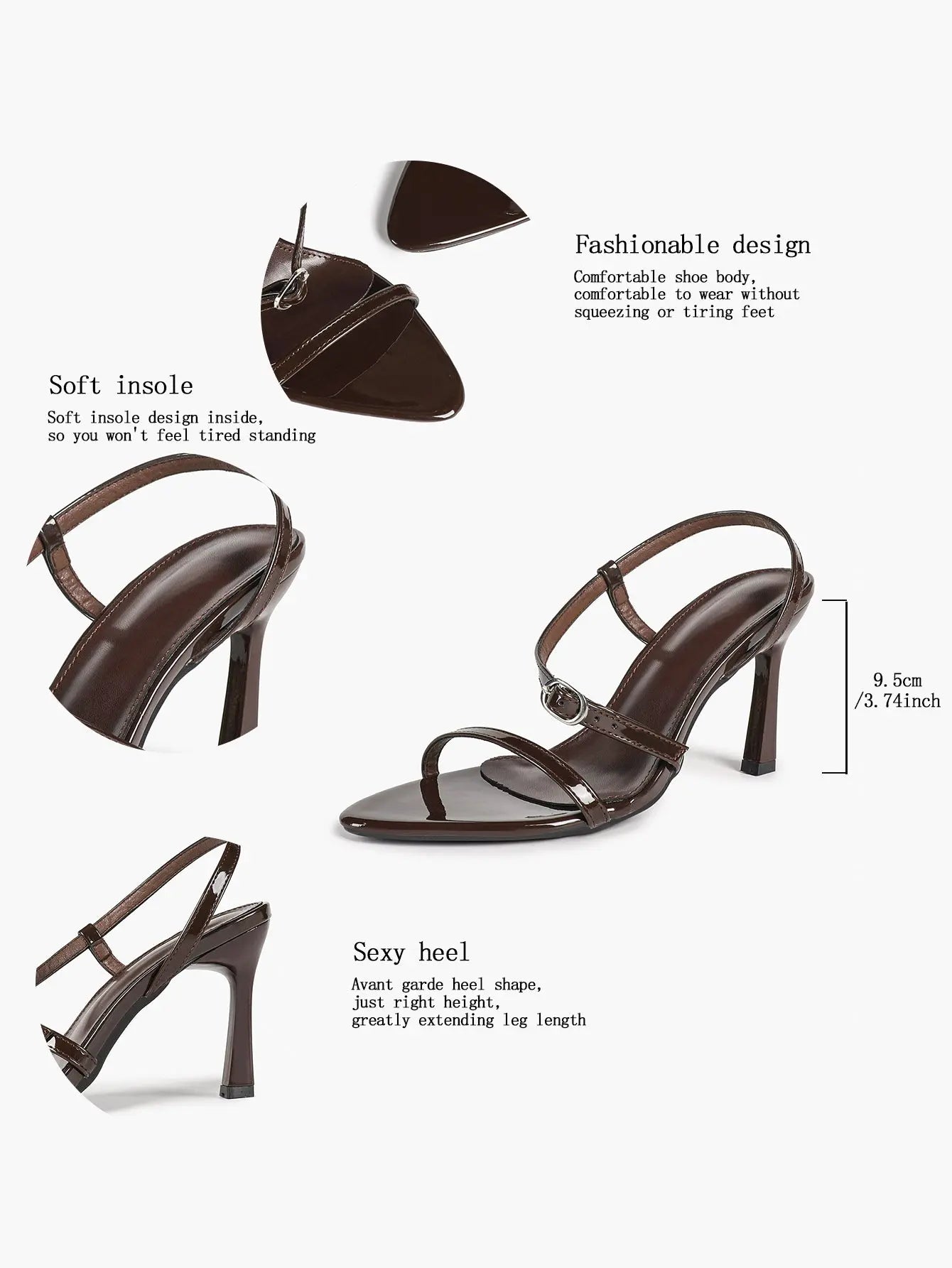 Luxe Pointed-Toe Strappy Slingback Stiletto Heels Minimalist Party Dress Sandals YISHIFAN