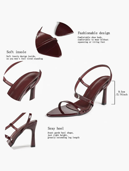 Luxe Pointed-Toe Strappy Slingback Stiletto Heels Minimalist Party Dress Sandals YISHIFAN