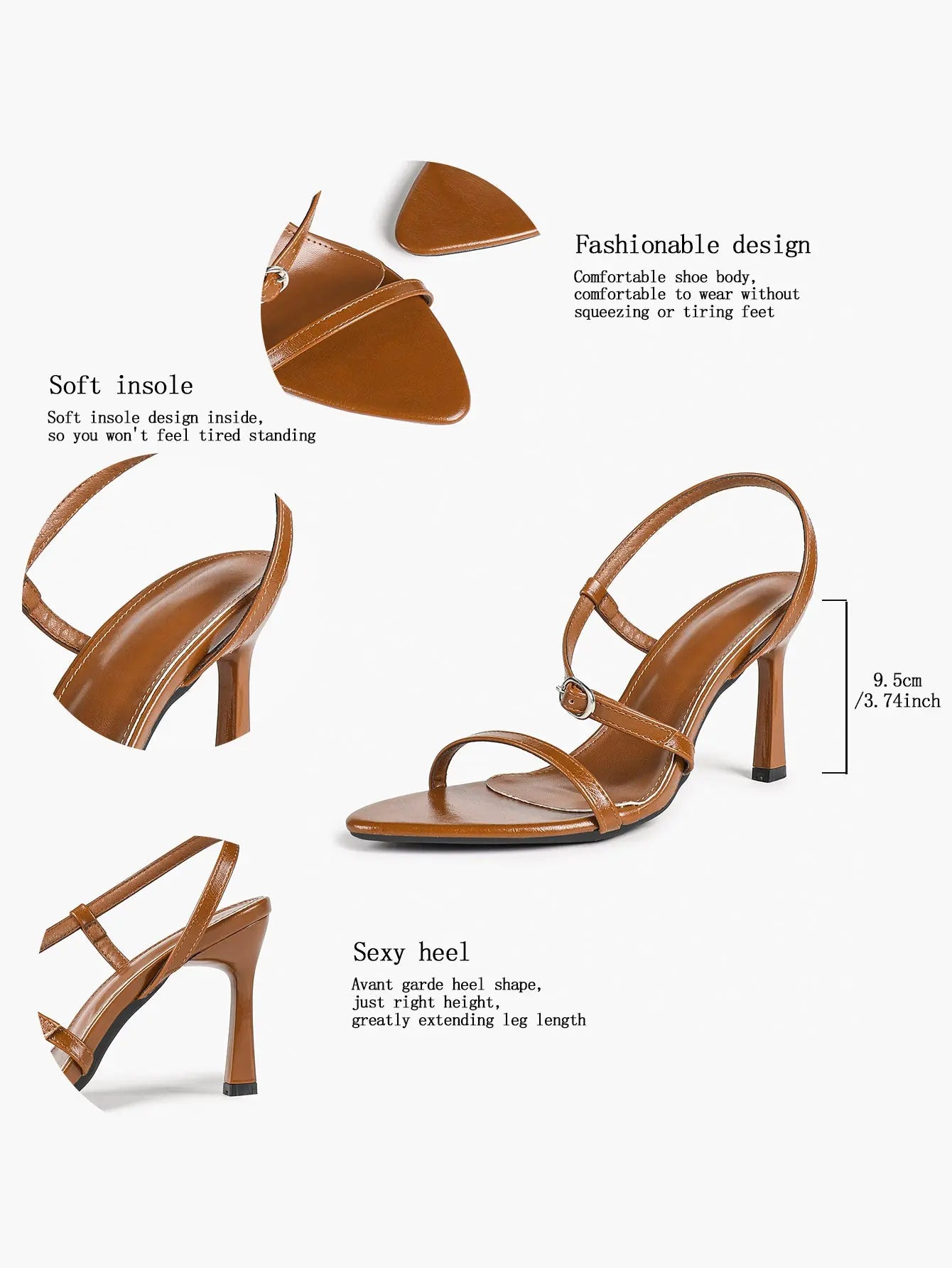 Luxe Pointed-Toe Strappy Slingback Stiletto Heels Minimalist Party Dress Sandals YISHIFAN