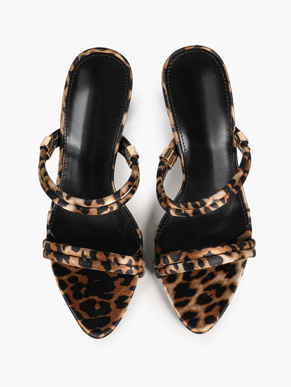 Leopard print mule sandals – top view pair shot
