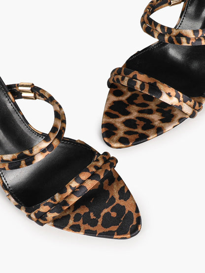 Leopard print double-band mules – angled pair shot