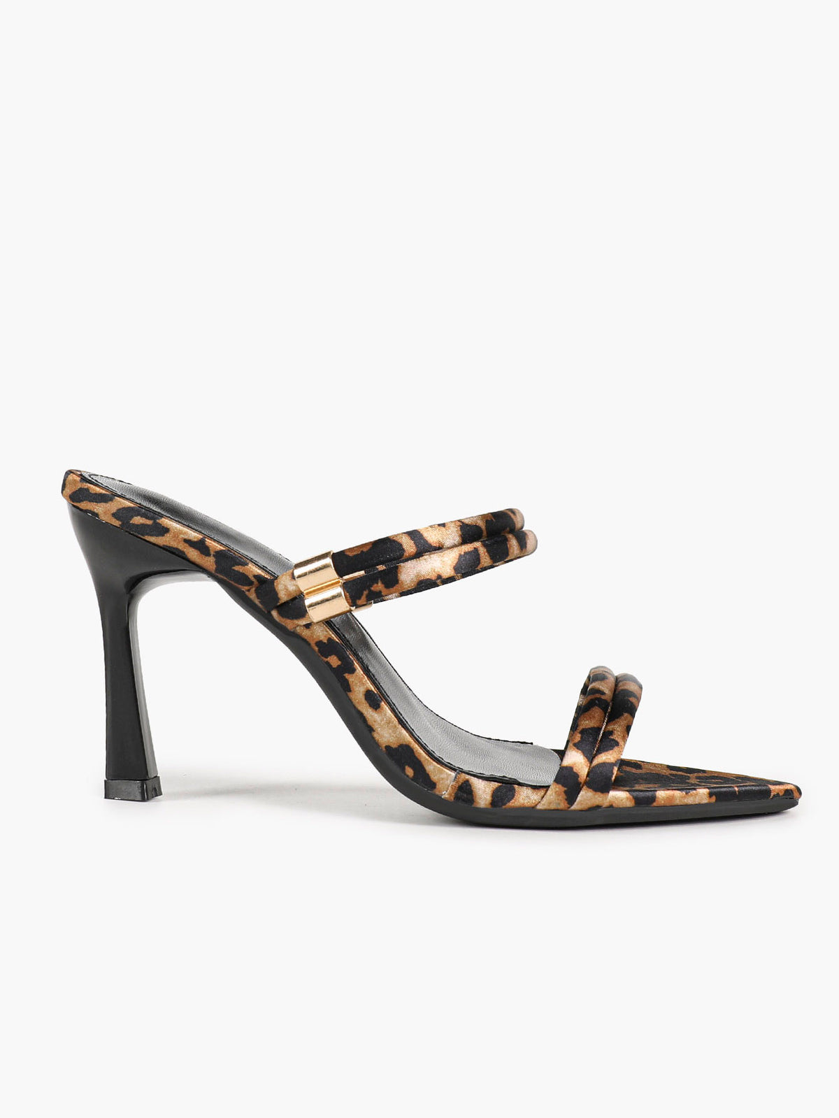 Leopard print stiletto mule sandal – side profile view