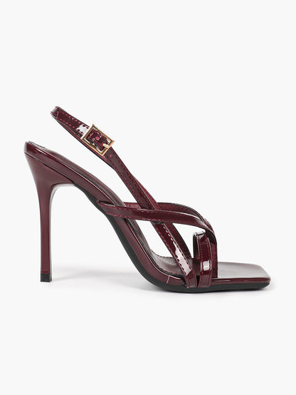 Caramel Slingback Heels Square Toe Stiletto Sandals Sexy Stylish for Date Party Business - YISHIFAN