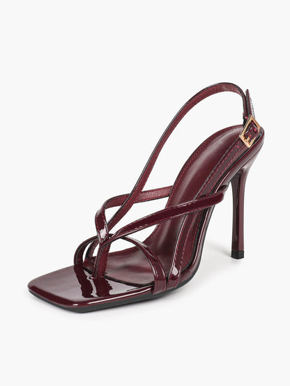 Caramel Slingback Heels Square Toe Stiletto Sandals Sexy Stylish for Date Party Business - YISHIFAN