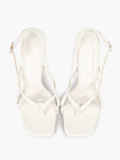 Caramel Slingback Heels Square Toe Stiletto Sandals Sexy Stylish for Date Party Business - YISHIFAN
