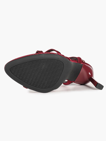 Burgundy slingback sandals – padded insole and sole view