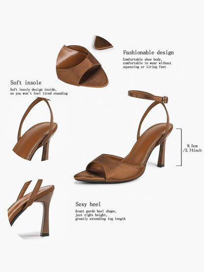 Comfortable Toe Stiletto Heels with Ankle Strap Wedding Party Dress Sandals YISHIFAN