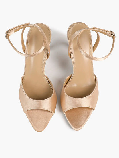 Comfortable Toe Stiletto Heels with Ankle Strap Wedding Party Dress Sandals YISHIFAN