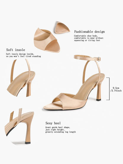 Comfortable Toe Stiletto Heels with Ankle Strap Wedding Party Dress Sandals YISHIFAN