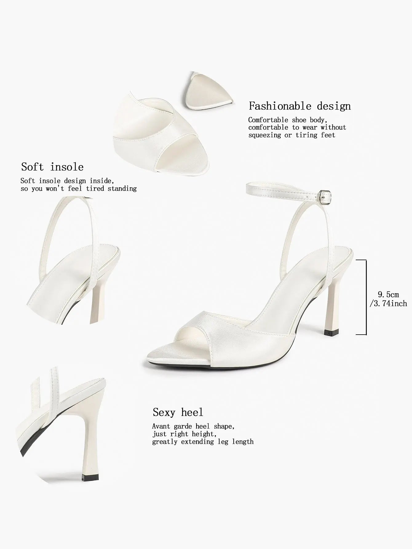 Comfortable Toe Stiletto Heels with Ankle Strap Wedding Party Dress Sandals YISHIFAN