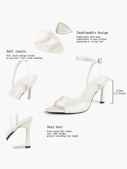 Comfortable Toe Stiletto Heels with Ankle Strap Wedding Party Dress Sandals YISHIFAN