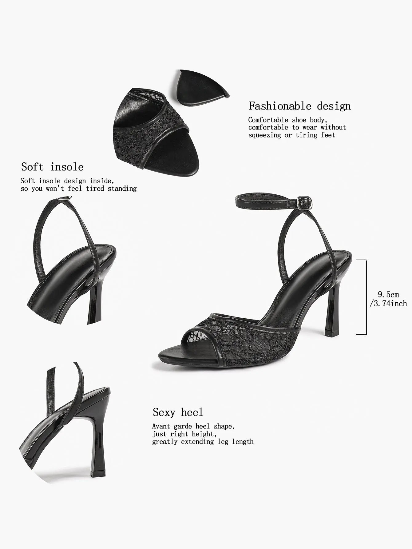 Elegant Lace Peep-Toe Stiletto Heels High Heel Wedding Party Dress Sandals YISHIFAN