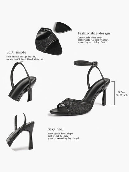 Elegant Lace Peep-Toe Stiletto Heels High Heel Wedding Party Dress Sandals YISHIFAN