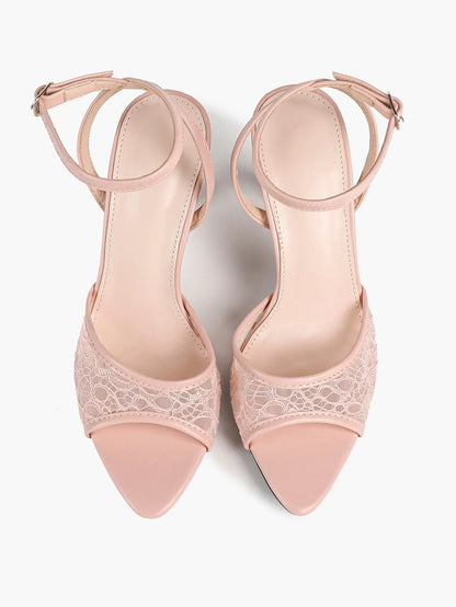 Elegant Lace Peep-Toe Stiletto Heels High Heel Wedding Party Dress Sandals YISHIFAN