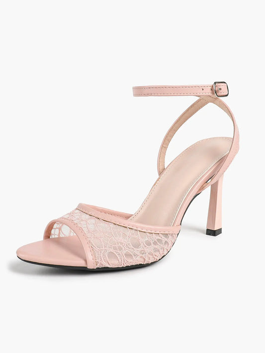 Elegant Lace Peep-Toe Stiletto Heels High Heel Wedding Party Dress Sandals YISHIFAN