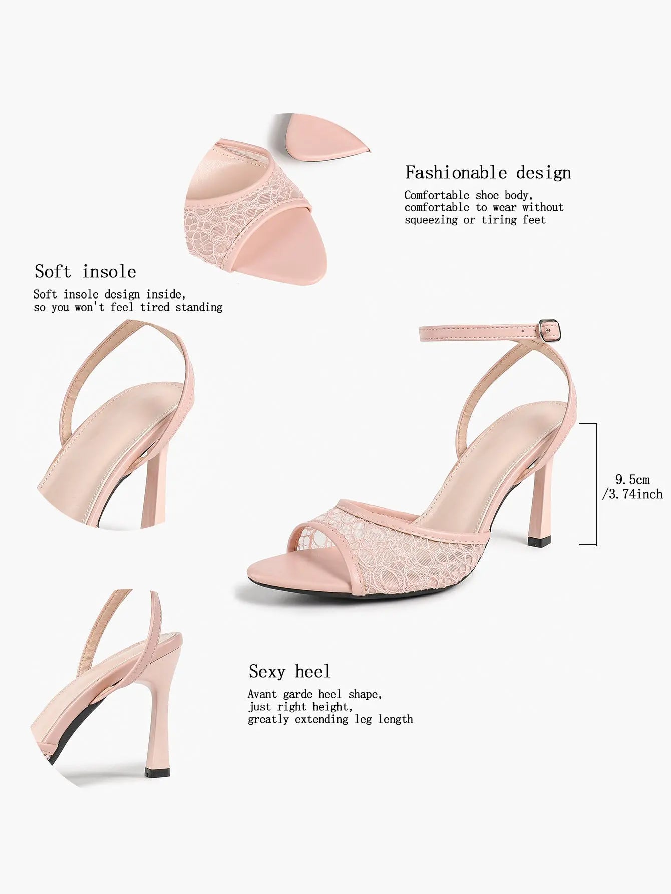 Elegant Lace Peep-Toe Stiletto Heels High Heel Wedding Party Dress Sandals YISHIFAN