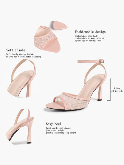 Elegant Lace Peep-Toe Stiletto Heels High Heel Wedding Party Dress Sandals YISHIFAN