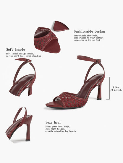 Elegant Lace Peep-Toe Stiletto Heels High Heel Wedding Party Dress Sandals YISHIFAN